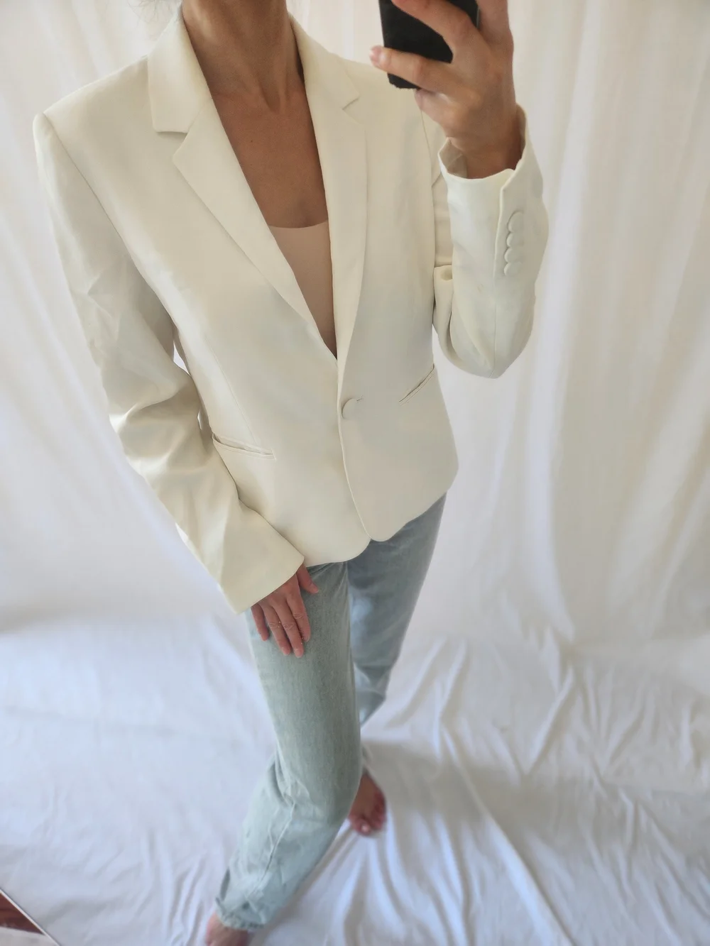 Lafayette 148 New York Ivory Tailored Blazer